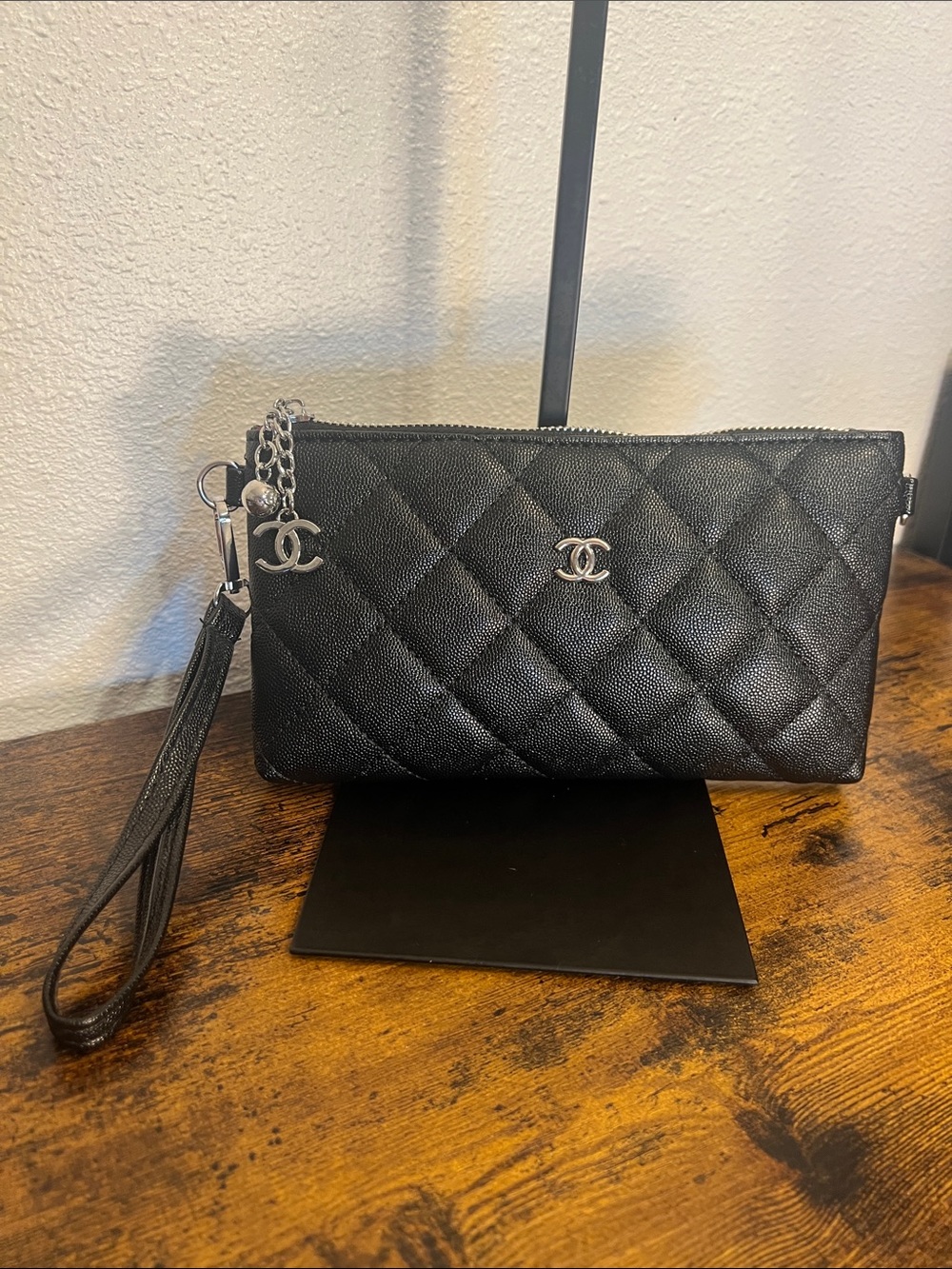 Quilted Black Crossbody Bag with Silver Chain
